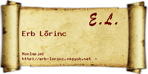 Erb Lőrinc névjegykártya
