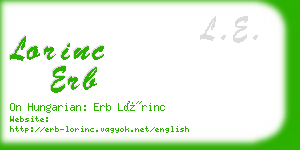 lorinc erb business card